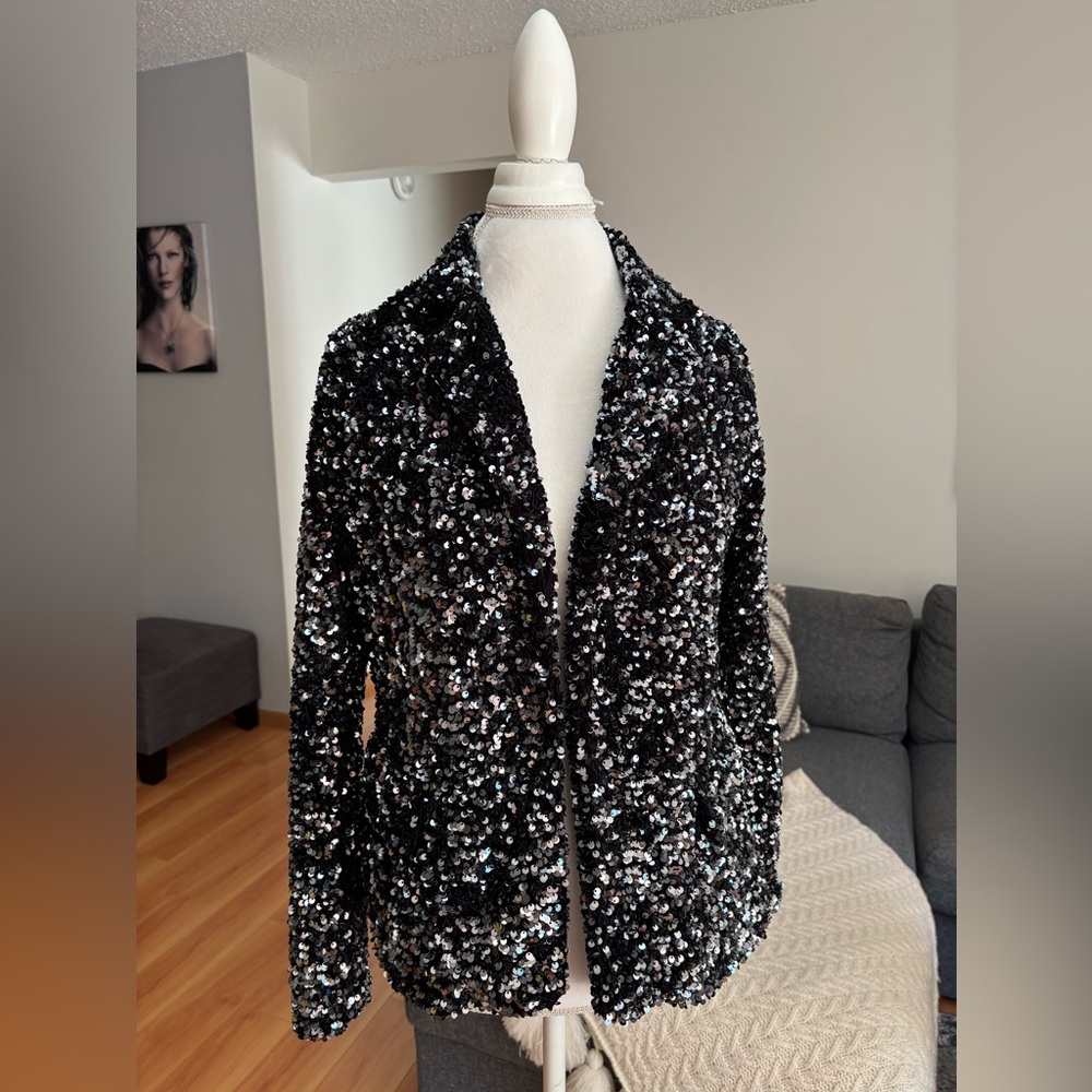 Elegant Black Sequin Blazer